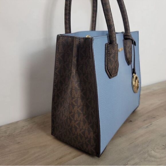 NWT Michael Kors Medium Mercer Bag Blue - Picture 2 of 13